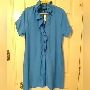 BOHO CHIC SZ M BLUE RUFFLE SHORT SLEEVE DRESS NWT 130$